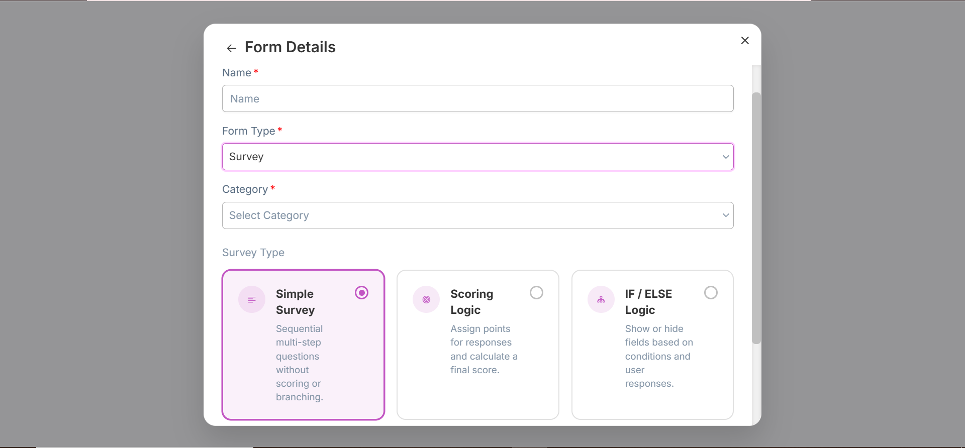Create Survey Form